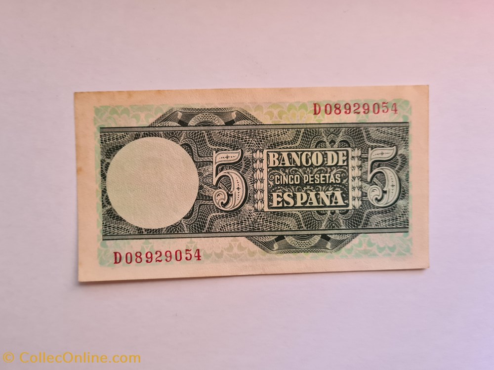 billetes europa espana 5 pesetas 5 de marzo 1948 serie a m