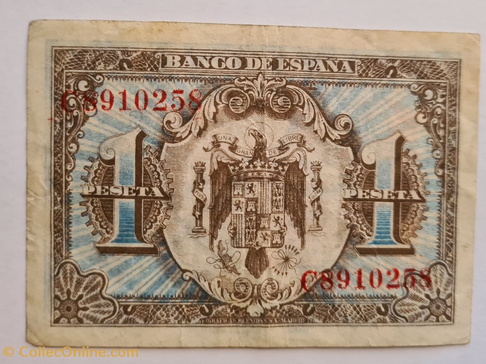 1 Peseta 1940 Serie C billetes europa espana 1 peseta 1940 serie c