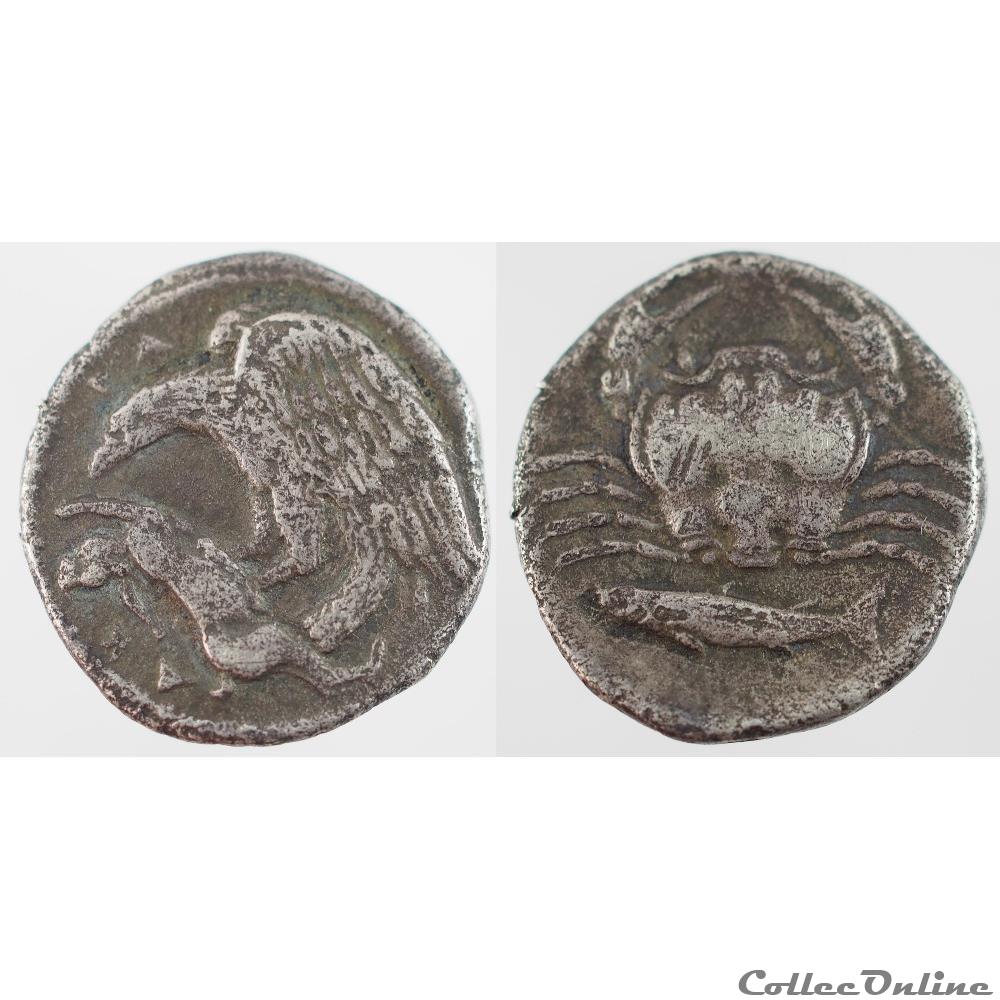 Agrigente - Hémidrachme monnaie antique grecque agrigente hemidrachme