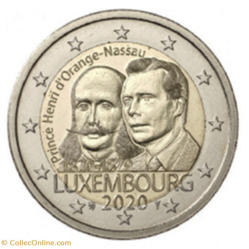 2 euro Henri d'Orange-Nassau 2020 monnaie luxembourg 2 euro henri orange nassau 2020