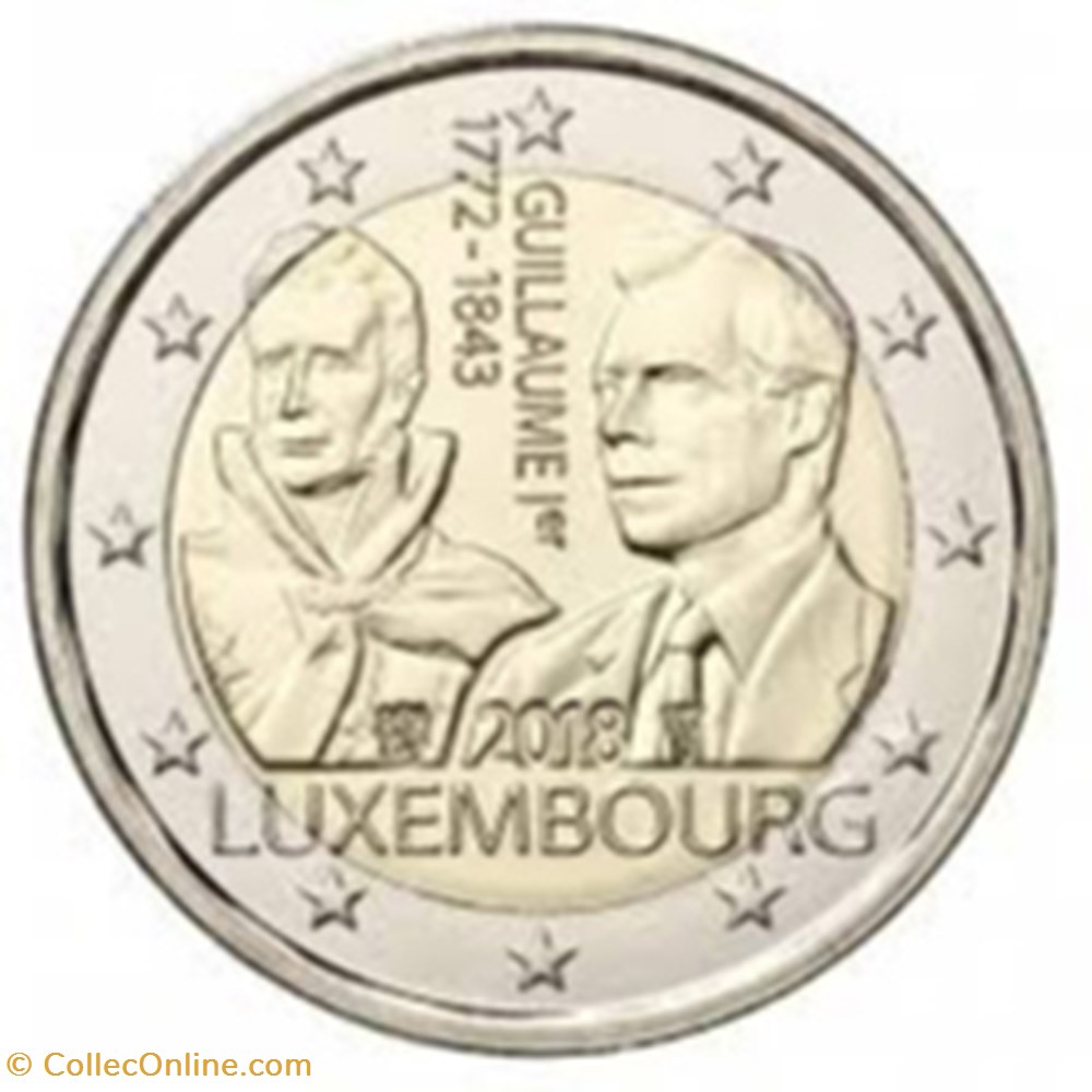 2 euros Guillaume Ier Luxembourg 2018 UNC monnaie 2 euros guillaume ier luxembourg 2018 unc