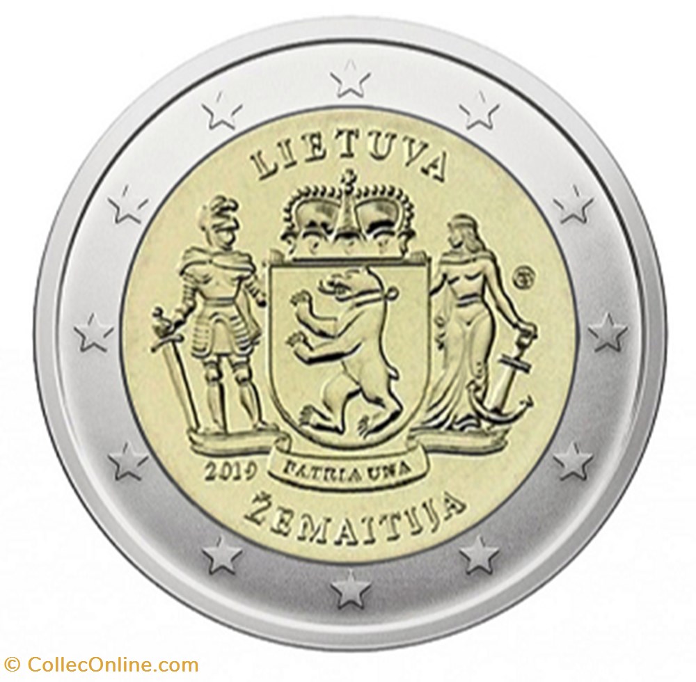 2 euros Zemaitija lituanie 2019 UNC monnaie 2 euros zemaitija lituanie 2019 unc