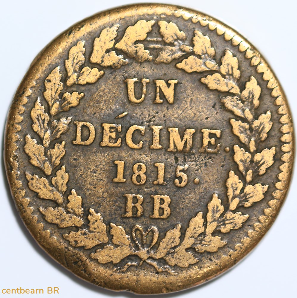 1 décime à l'L couronnée 1815 monnaies france modernes 1 decime a l couronnee 1815