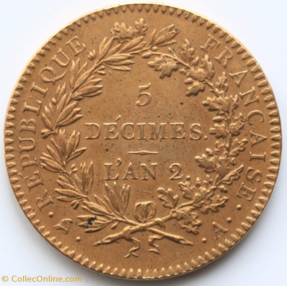 monnaies france modernes 5 decimes regeneration 1793