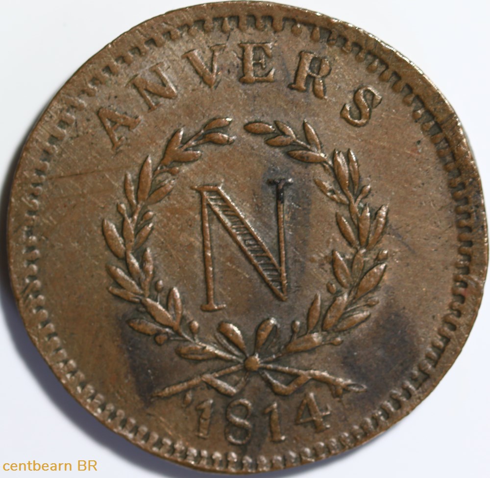 10 centimes à l'n couronnée 1814 anvers monnaies france modernes 10 centimes a n couronnee 1814 anvers