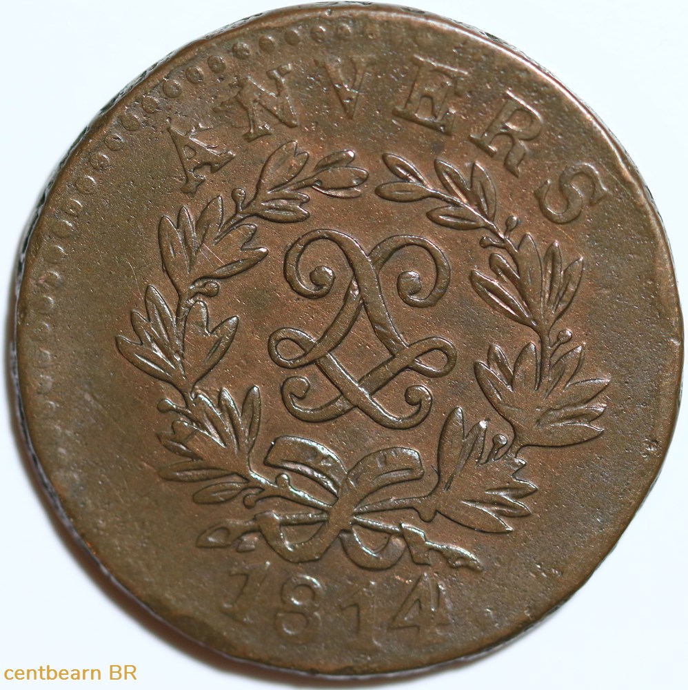 5 centimes anvers au double L,frappe de l'arsenal de la marine1814 monnaies france modernes 5 centimes anvers au double l frappe de arsenal de la marine1814