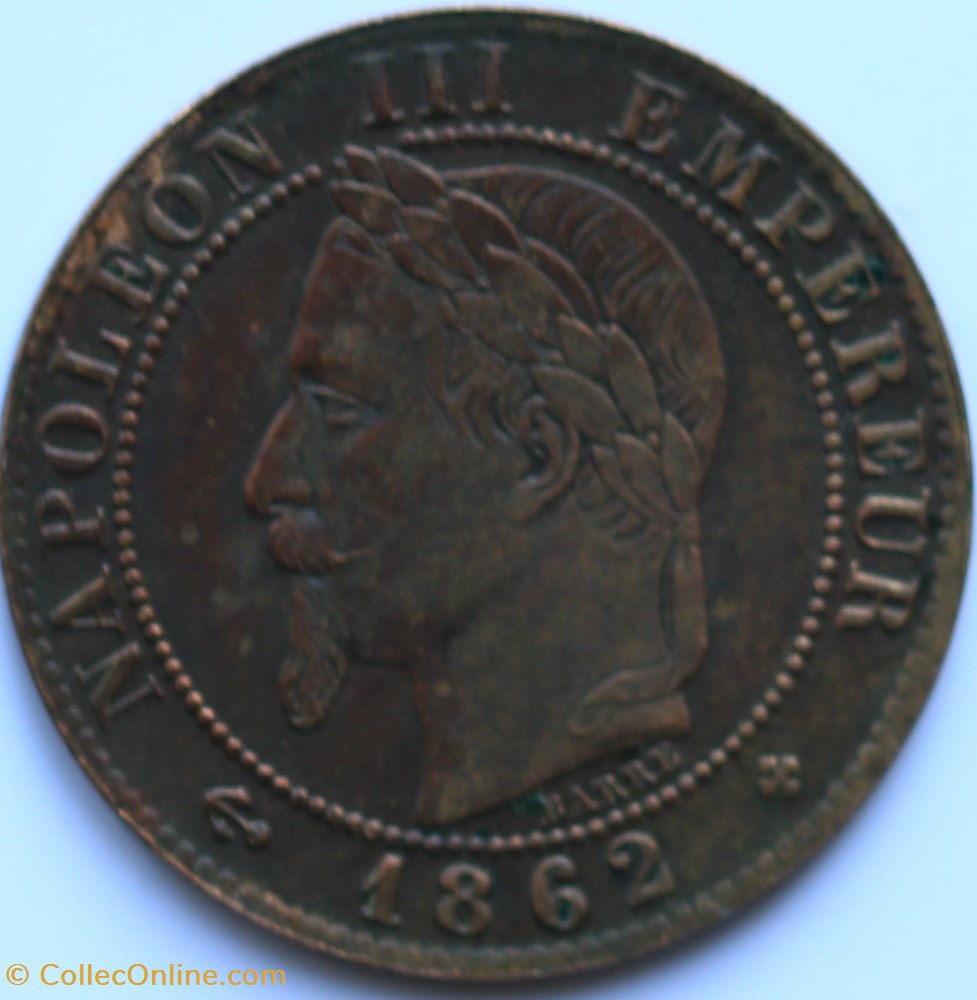1 centime Napoléon 3 , tête laurée 1862 monnaies france modernes 1 centime napoleon 3 tete lauree 1862