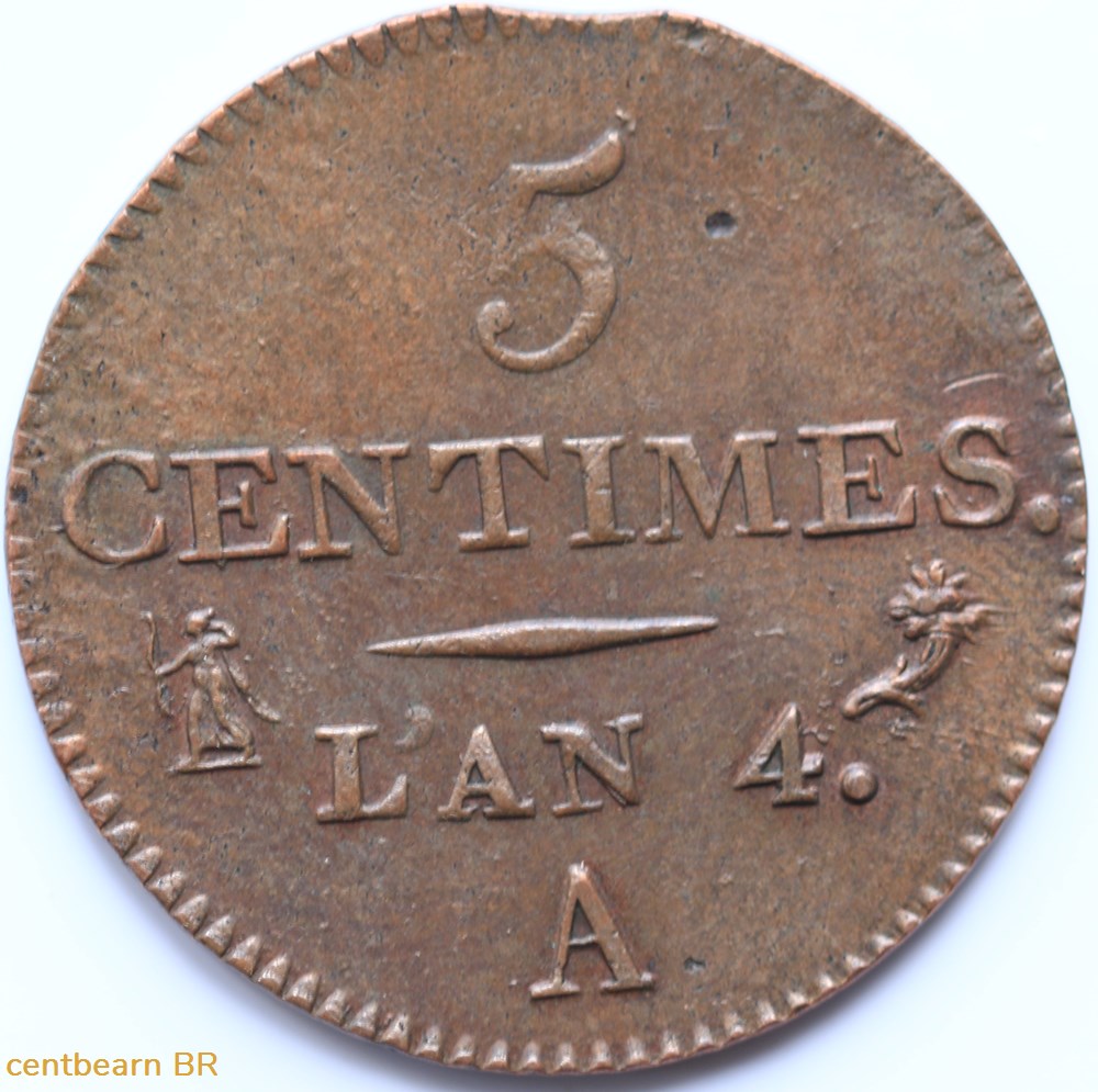 5 centimes dupré, petit module monnaies france a modernes 5 centimes dupre petit module