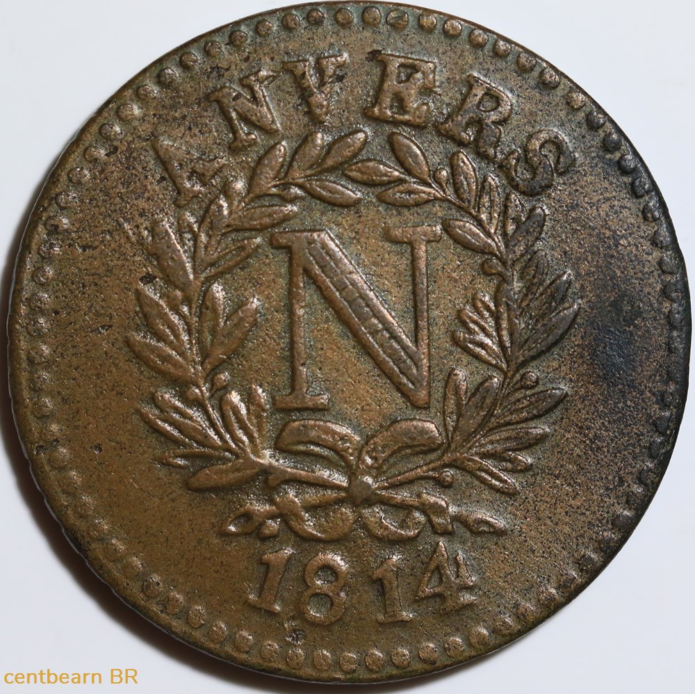 5 centimes anvers à l'n,frappe de l'atelier de wolschot 1814 f115/c monnaies france modernes 5 centimes anvers a n frappe de atelier de wolschot 1814 f115 c