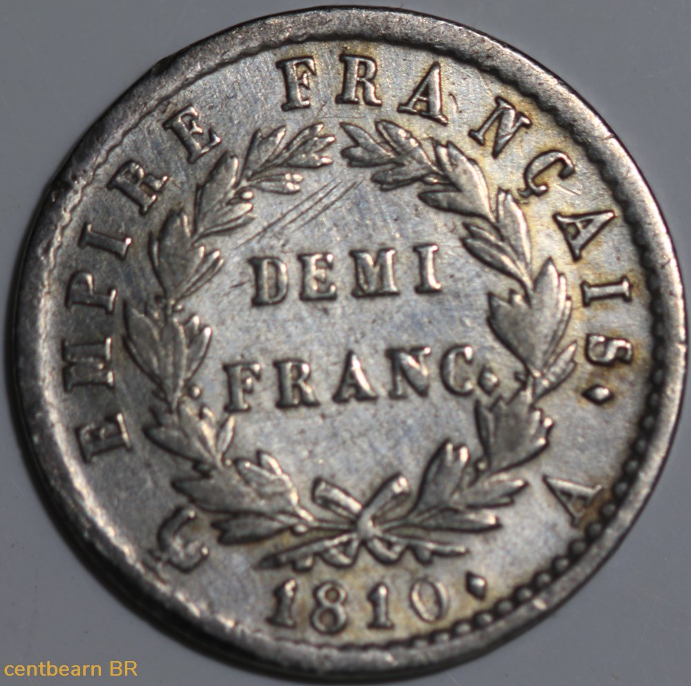 demi franc napoleon tête laurée ,empire français monnaies monde france demi franc napoleon tete lauree empire francais