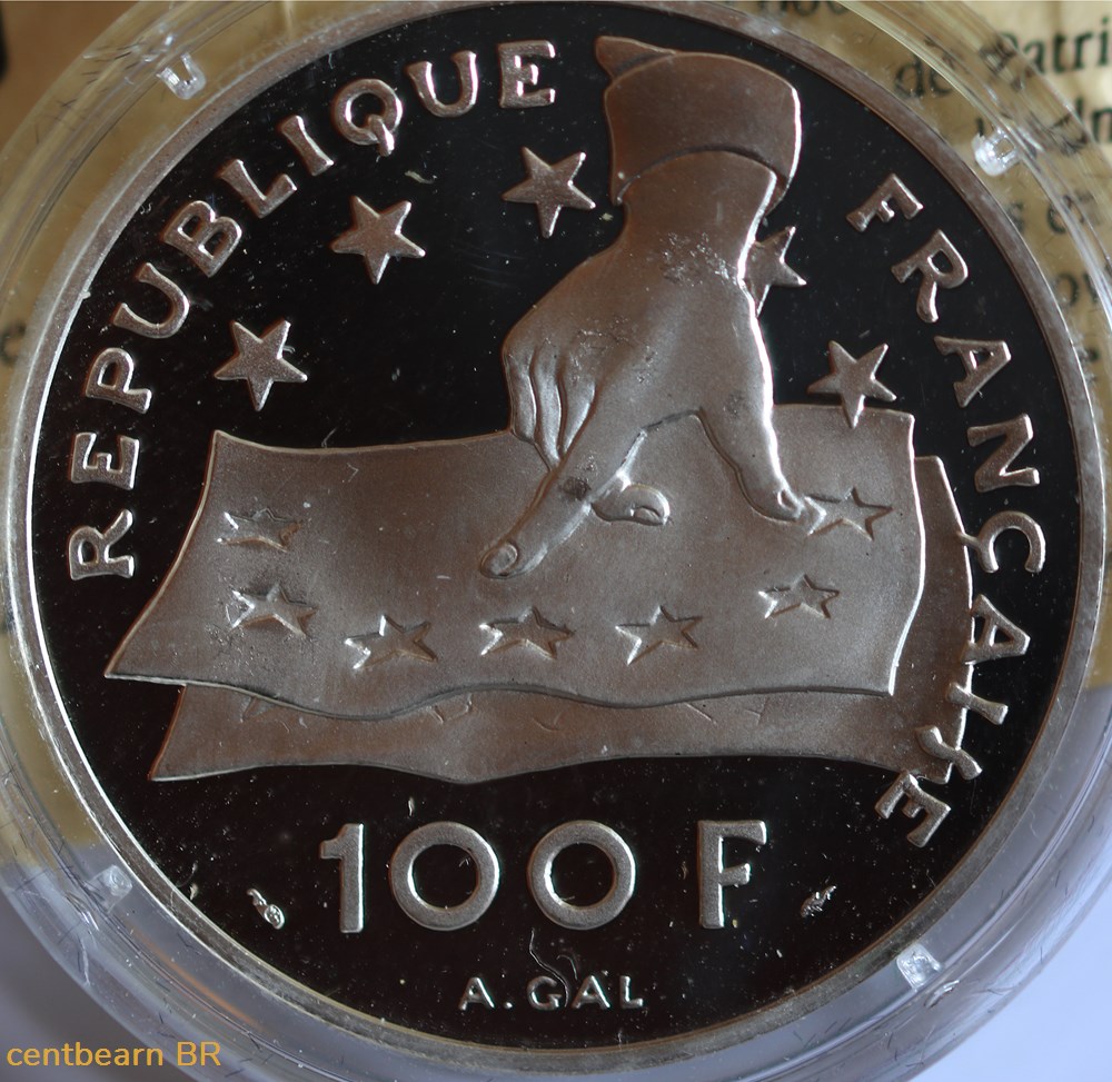 belle épreuve 15 écus/100 francs descartes monnaies france modernes belle epreuve 15 ecus 100 francs descartes