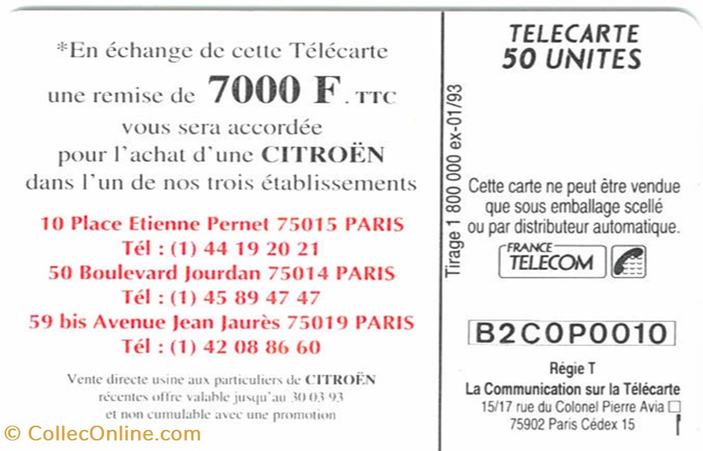 Télécarte\Citroën diver telecarte citroen