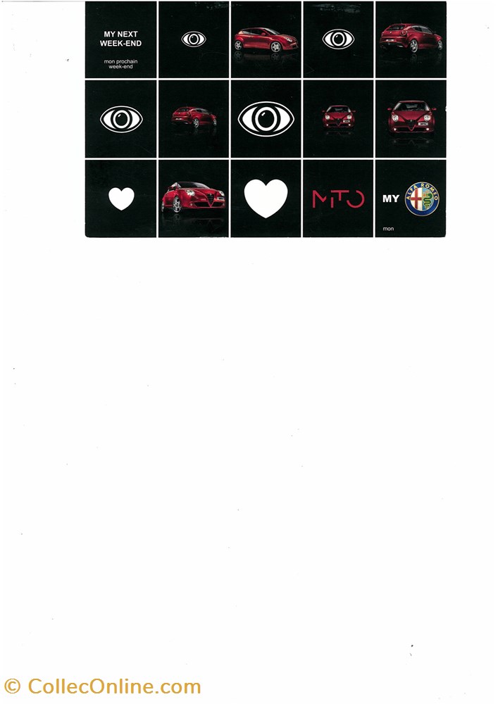 Carte postale Alfa Mito et 8C Competizione diver carte postale alfa mito et 8c competizione