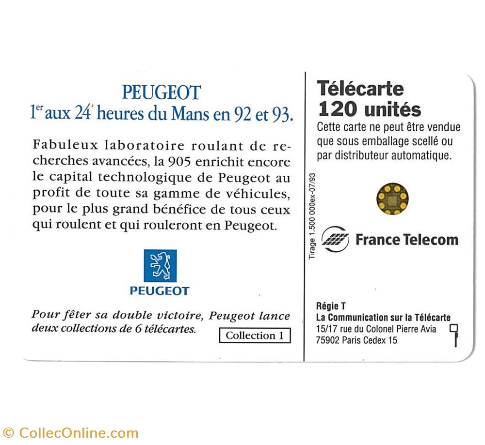 divers telecartes cartes telephoniques telecarte peugeot