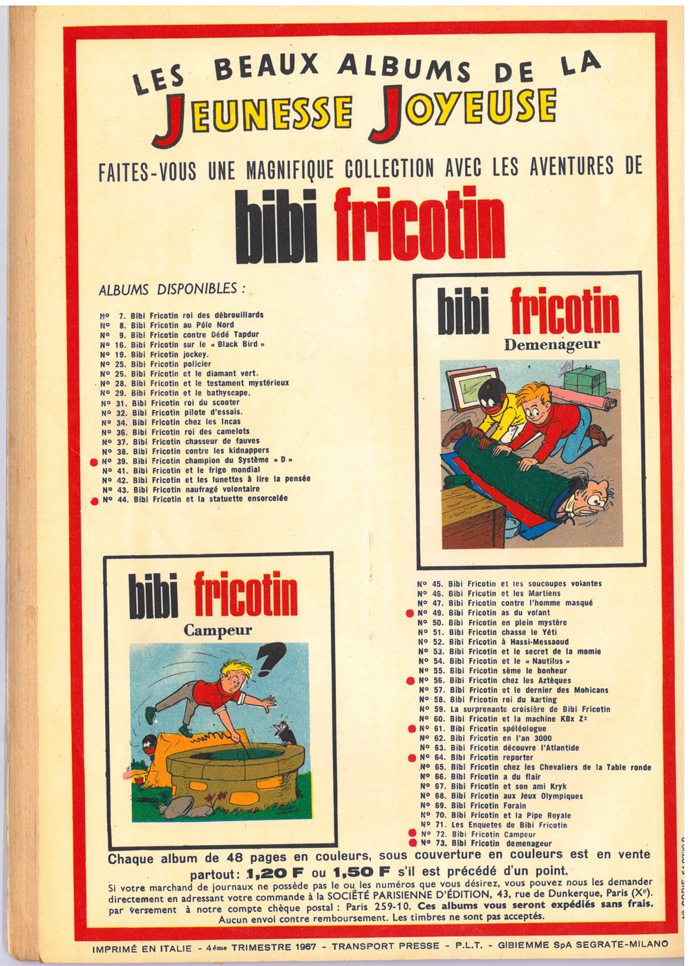 Pieds Nickelés N° 60 4 trim 1967 livres bd revues bandes dessinees pieds nickeles n 60 4 trim 1967