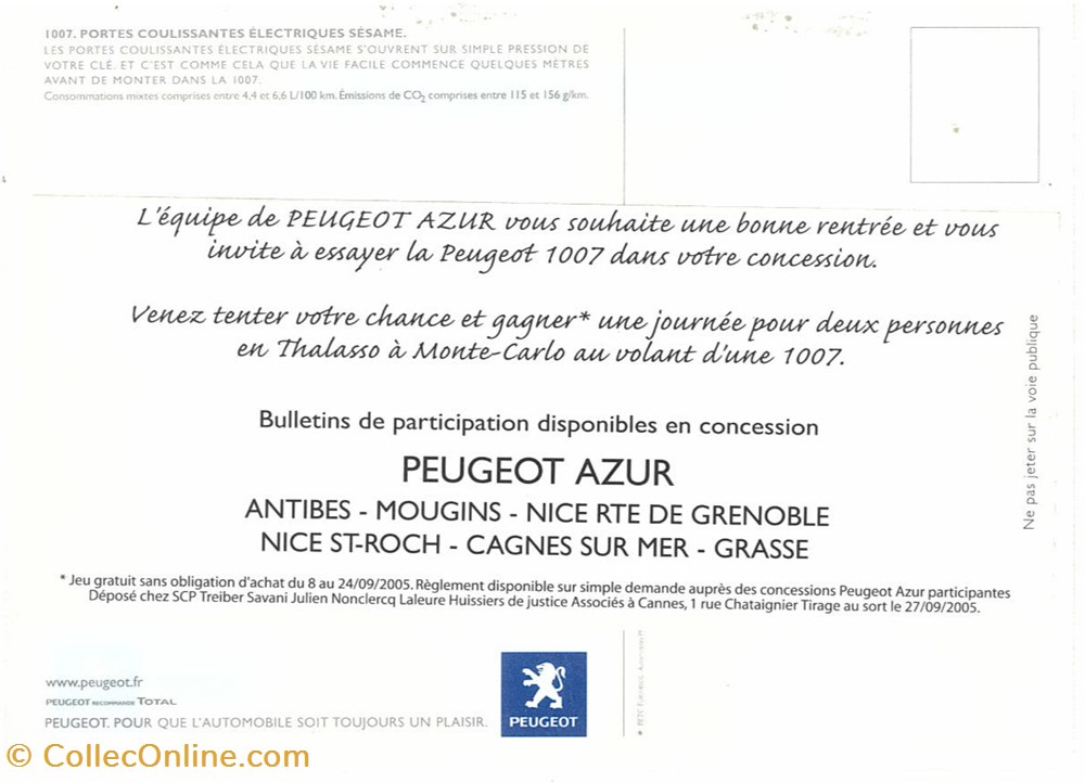 Invitation_lancement\constructeur\Peugeot cartes postales invitation lancement constructeur peugeot