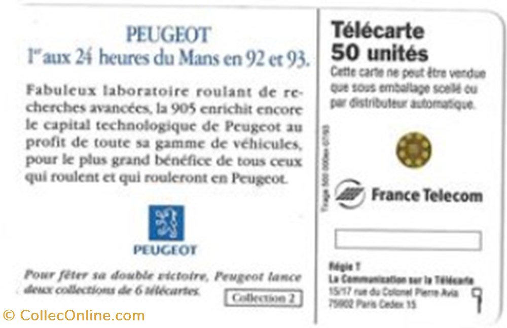 divers telecartes cartes telephoniques telecarte peugeot