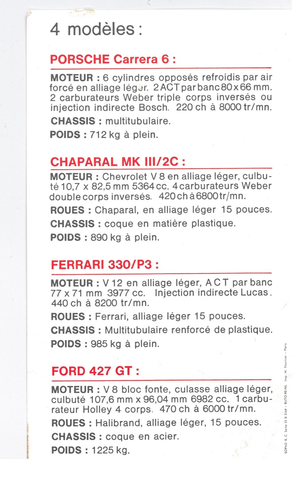 transports flyer offert par ricore a la fin des annees 60 serie de 4
