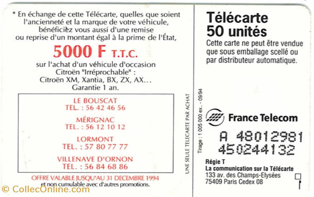 Télécarte\Citroën diver telecarte citroen