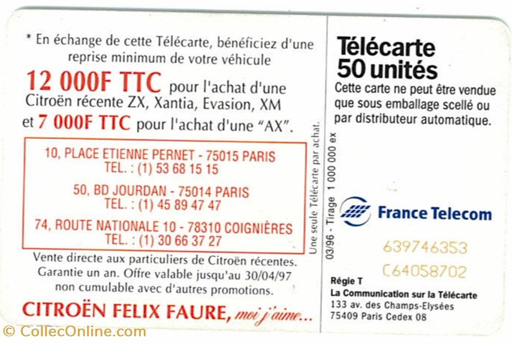 Télécarte\Citroën diver telecarte citroen