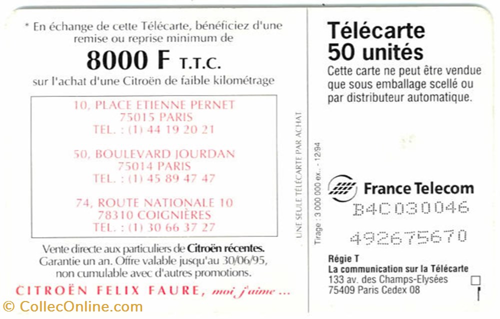 Télécarte\Citroën diver telecarte citroen