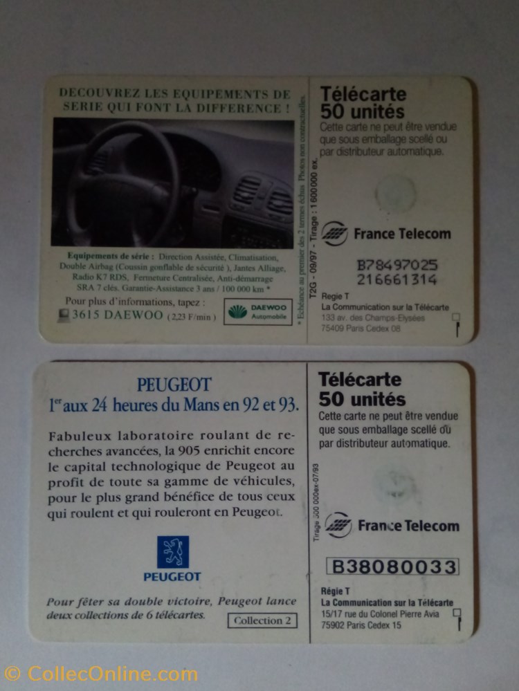 diver deux telecartes france telecom