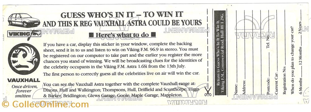Autocollant\Constructeur\Vauxhall objets publicitaires autocollant constructeur vauxhall