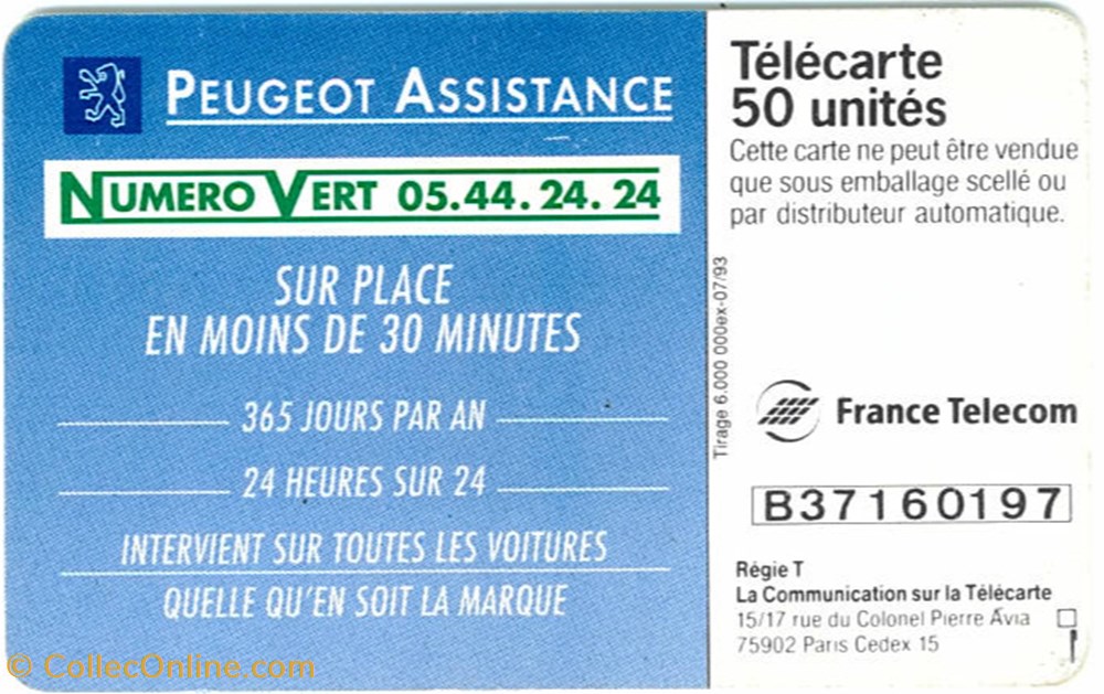 Télécarte\Peugeot diver telecarte peugeot