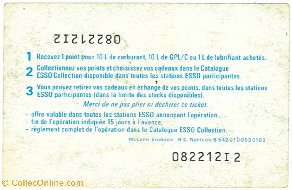 Points_cadeaux\pétrolier\Esso vieux papier fidelite points cadeaux petrolier esso