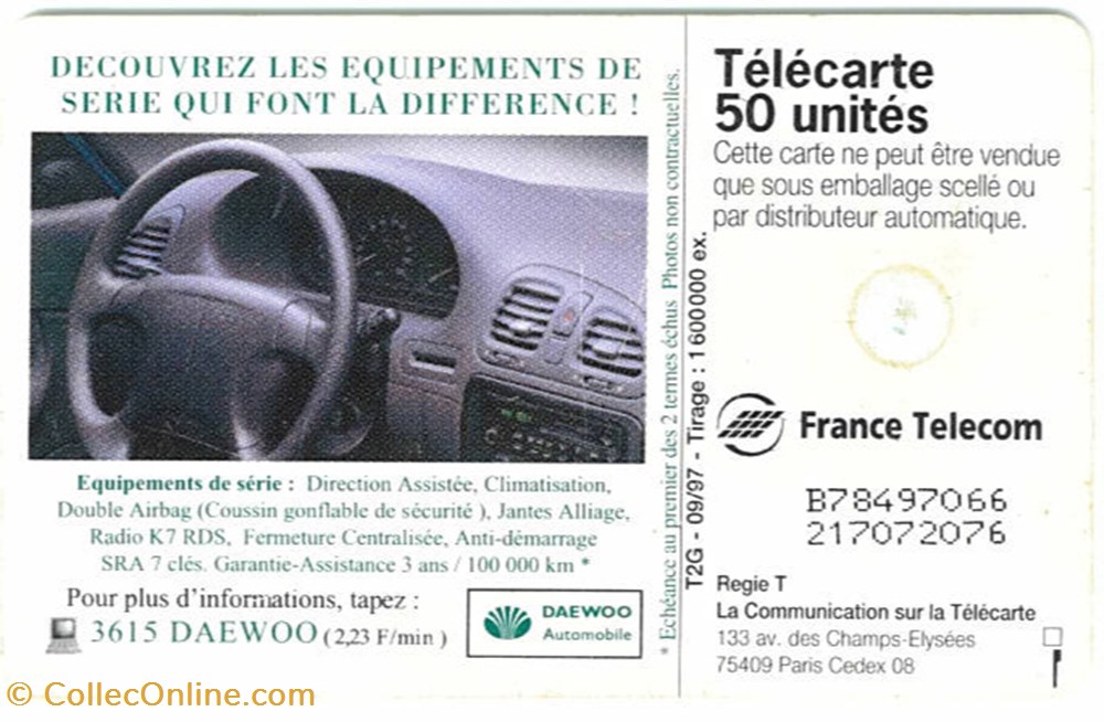 Télécarte\Daewoo diver telecarte daewoo