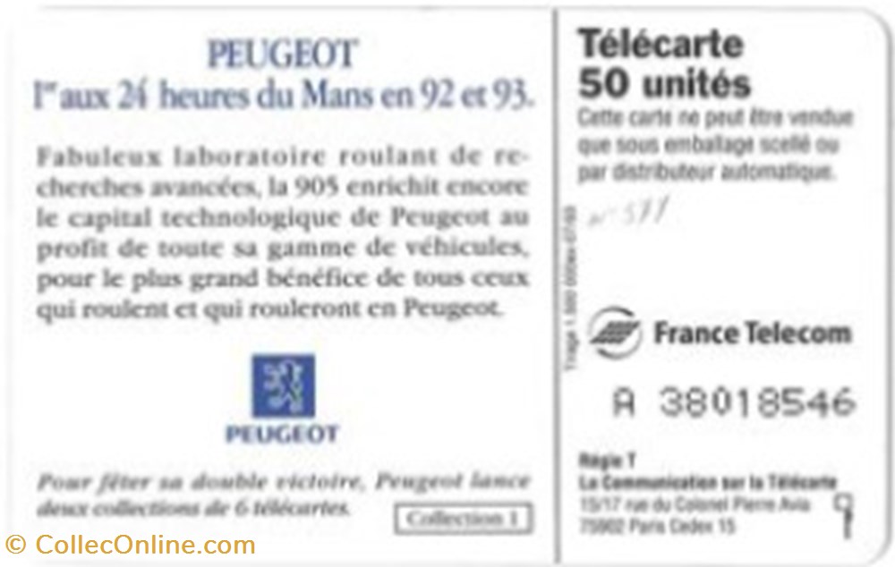 divers telecartes cartes telephoniques telecarte peugeot