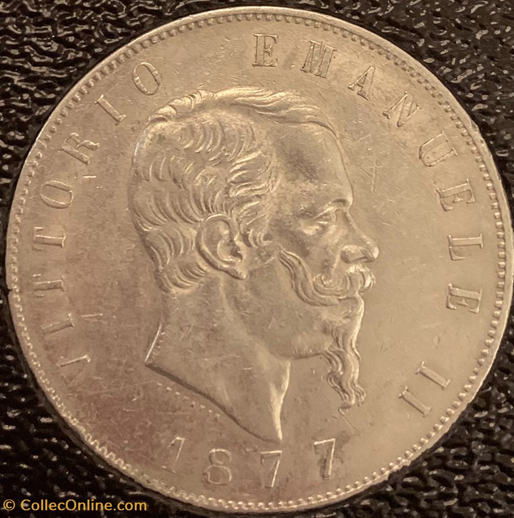 5 LIRE VITTORIO II 1877R monnaies monde italie 5 lire vittorio ii 1877r