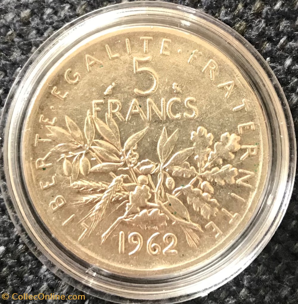 5 francs Argent Semeuse 1962 monnaies france modernes 5 francs argent semeuse 1962