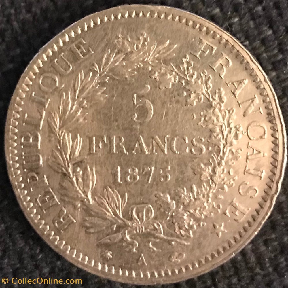 monnaies france modernes 5 frs hercule 1875a