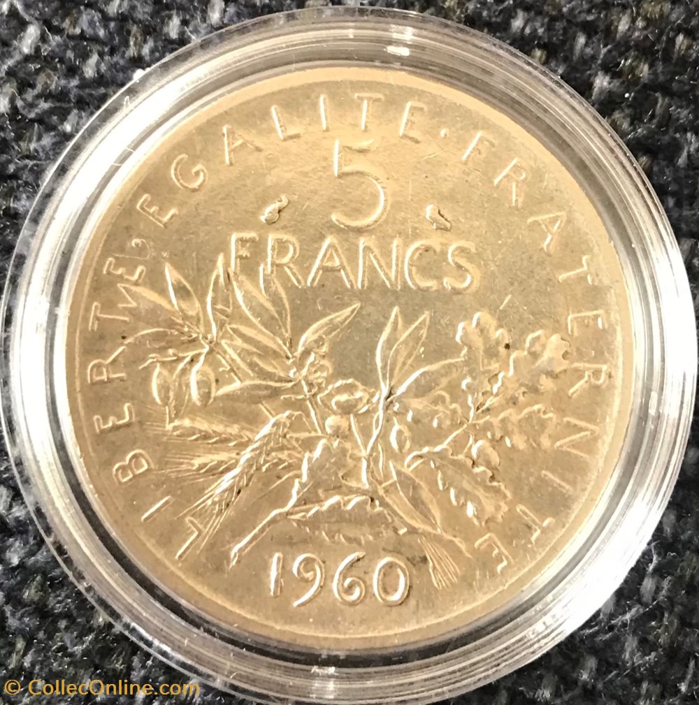 5 francs Argent Semeuse 1960 monnaies france modernes 5 francs argent semeuse 1960