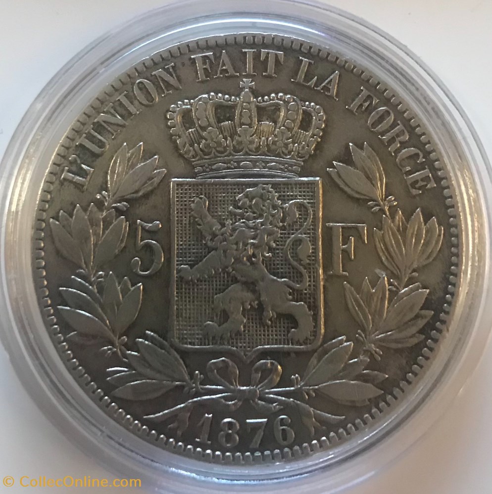 5 FRS LEOPOLD II 1876 monnaies monde belgique 5 frs leopold ii 1876