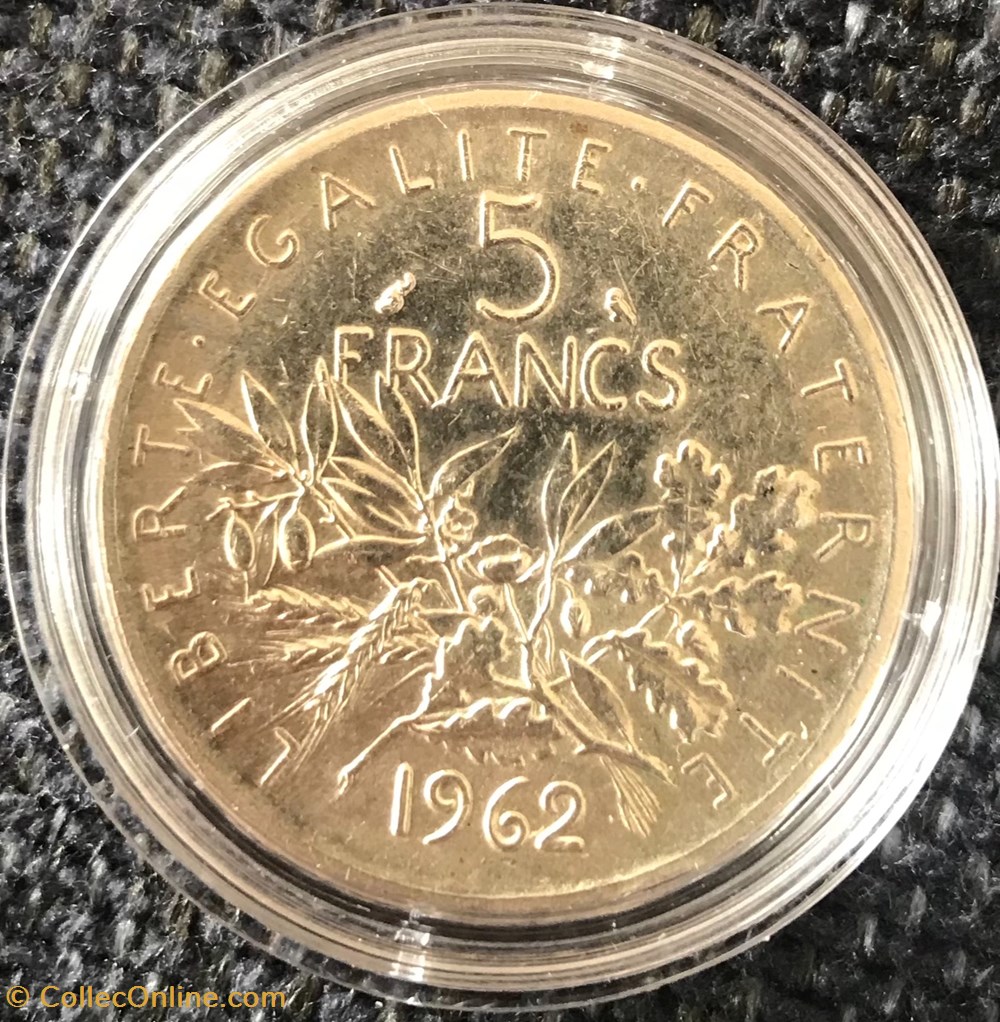 5 francs Argent Semeuse 1962 monnaies france modernes 5 francs argent semeuse 1962