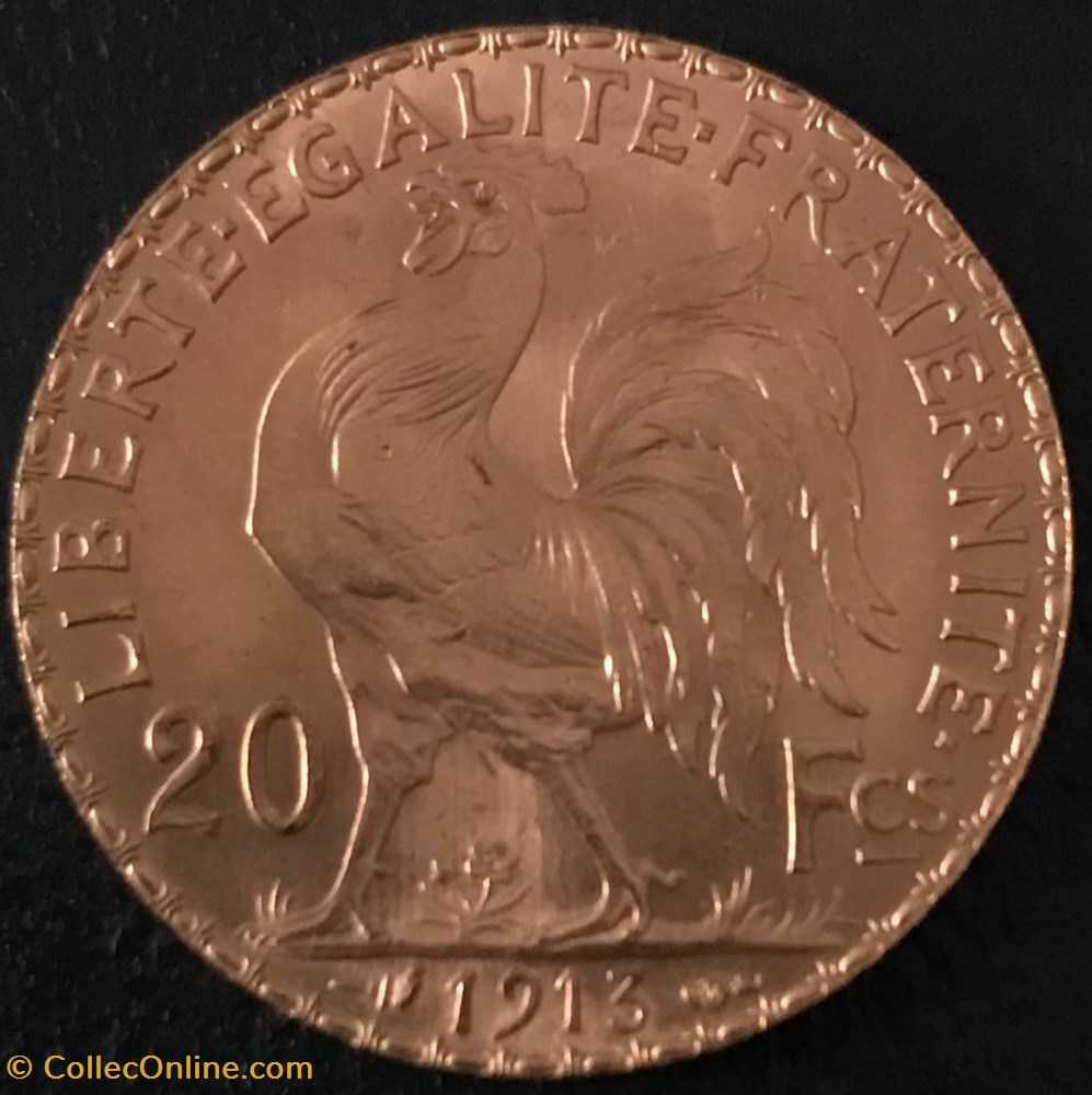 20 Frs OR Coq Marianne 1913 monnaies monde france 20 frs or coq marianne 1913