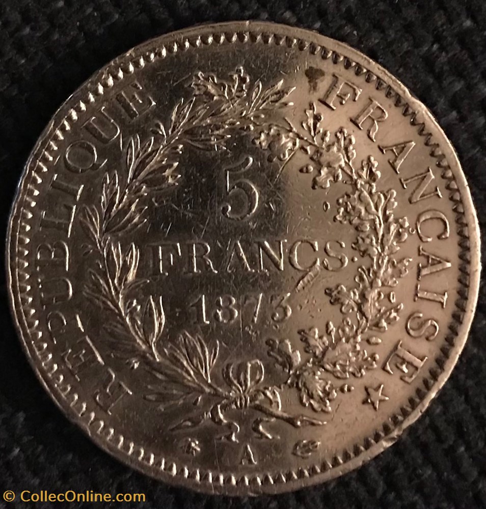 5 Frs Hercule 1873A monnaies france modernes 5 frs hercule 1873a