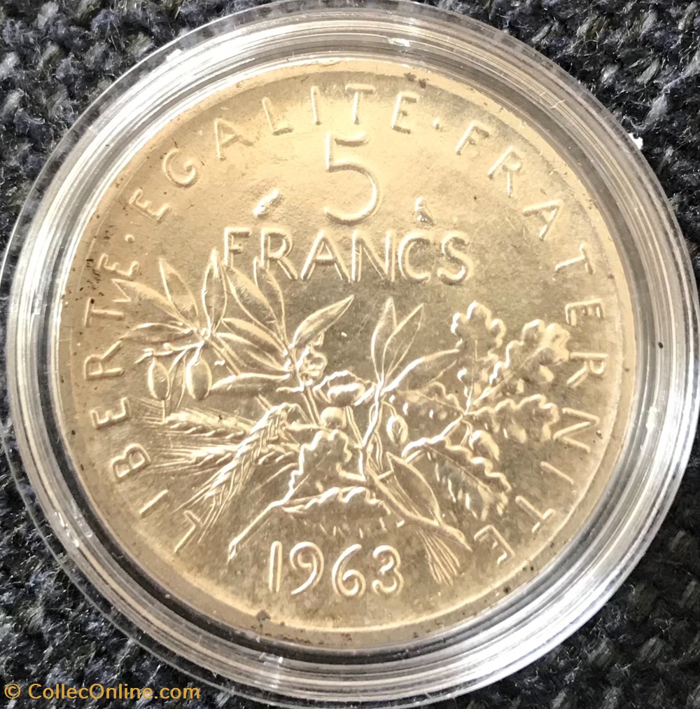 5 francs Argent Semeuse 1963 monnaies france modernes 5 francs argent semeuse 1963