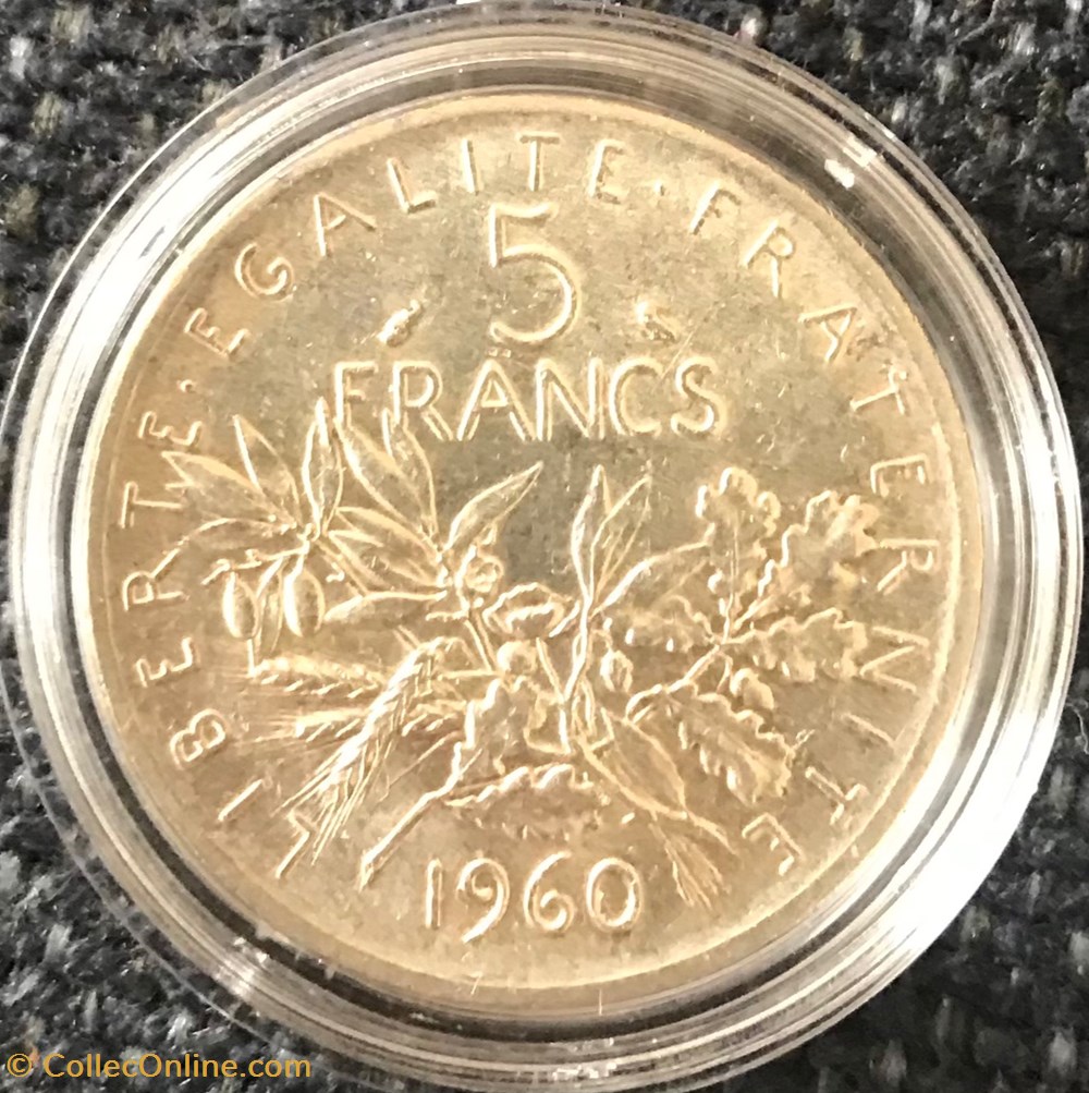 5 francs Argent Semeuse 1960 monnaies france modernes 5 francs argent semeuse 1960