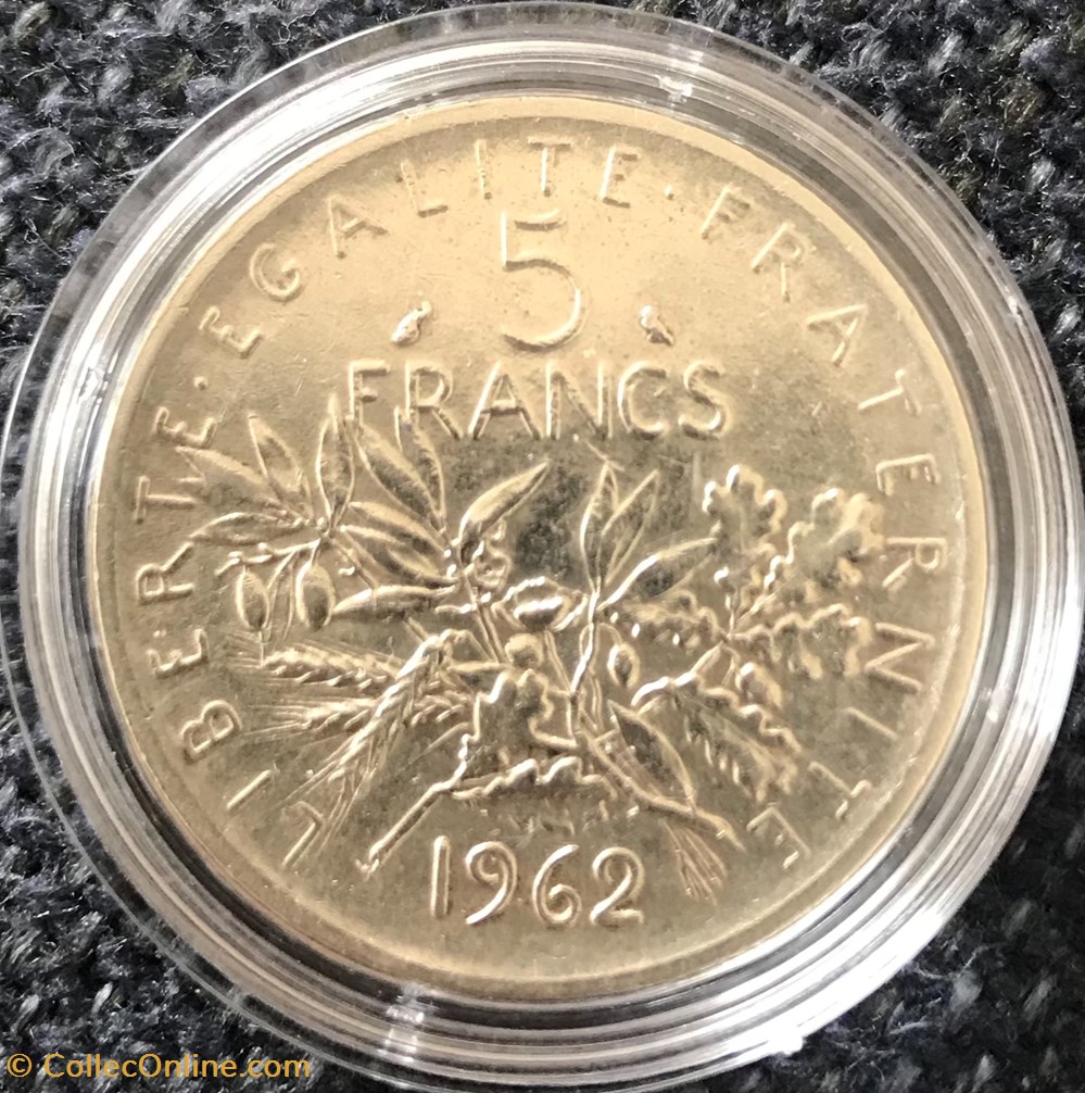 5 francs Argent Semeuse 1962 monnaies france modernes 5 francs argent semeuse 1962