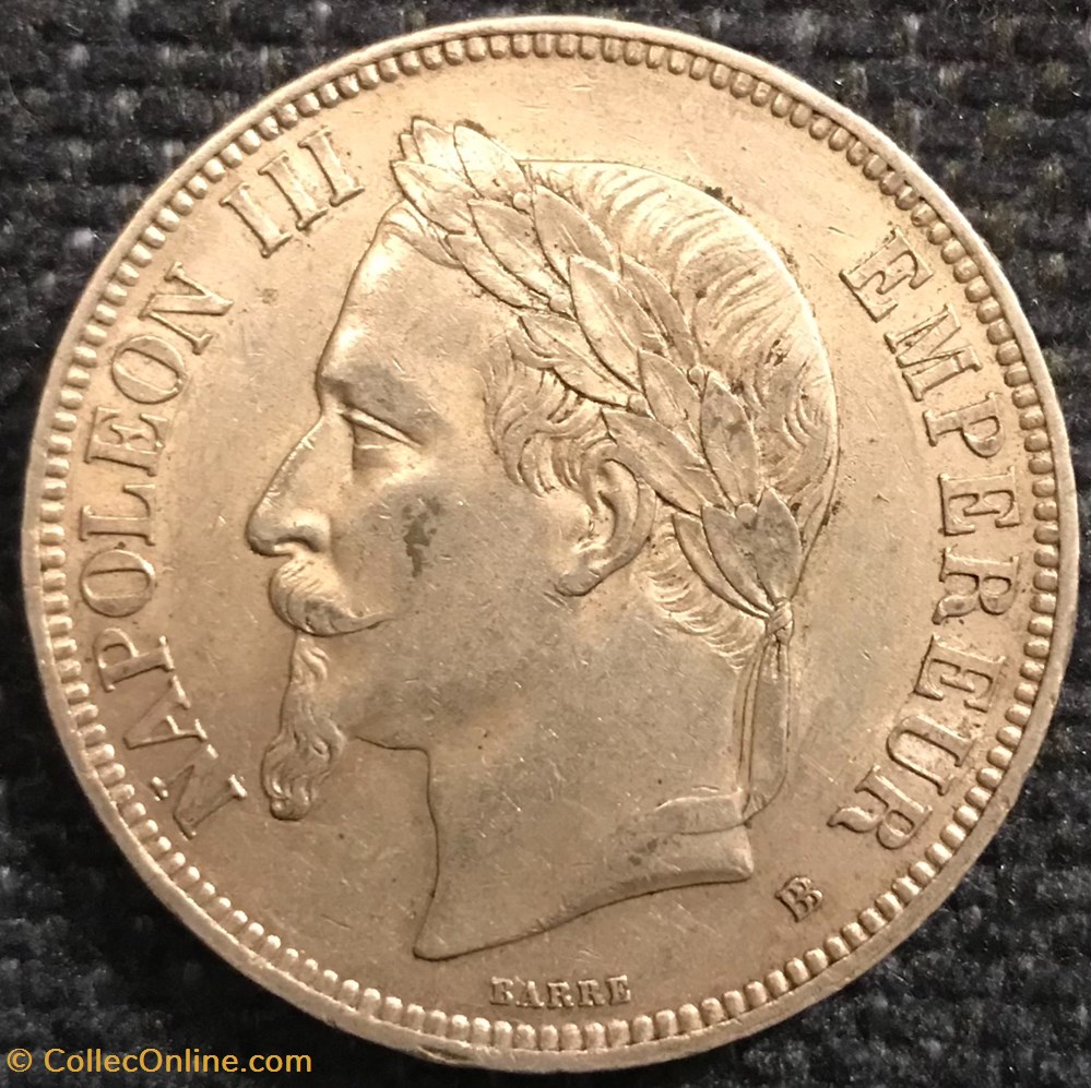 5 Frs Napoleon III 1870BB monnaies france modernes 5 frs napoleon iii 1870bb