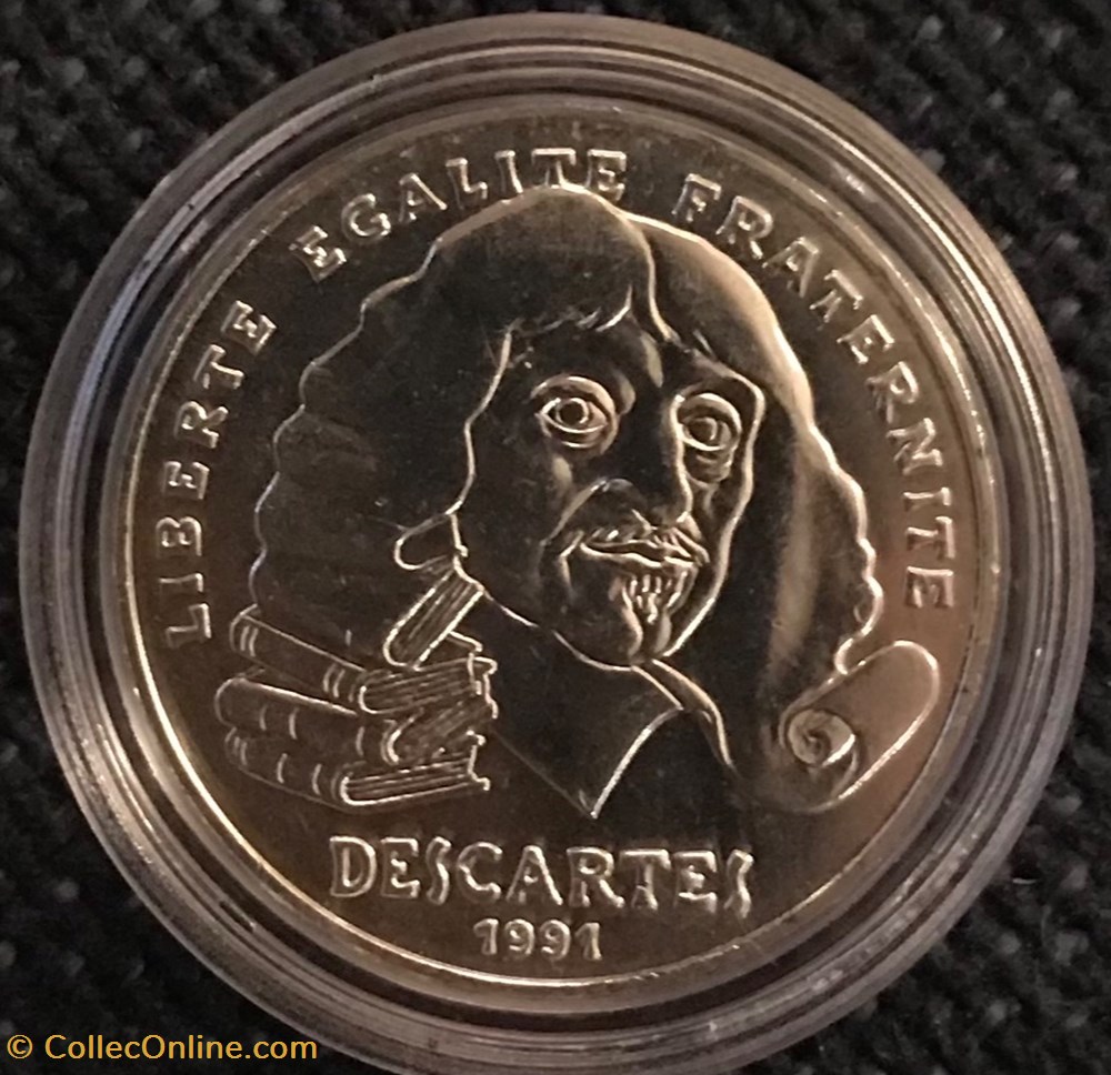 monnaies france modernes 100 frs 1991 descartes
