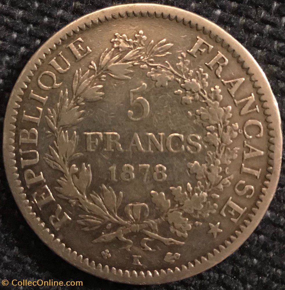 5 Frs Hercule 1878K monnaies france a modernes 5 frs hercule 1878k