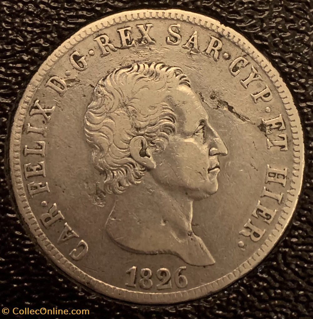 5 Lire 1826L monnaies monde italie 5 lire 1826l