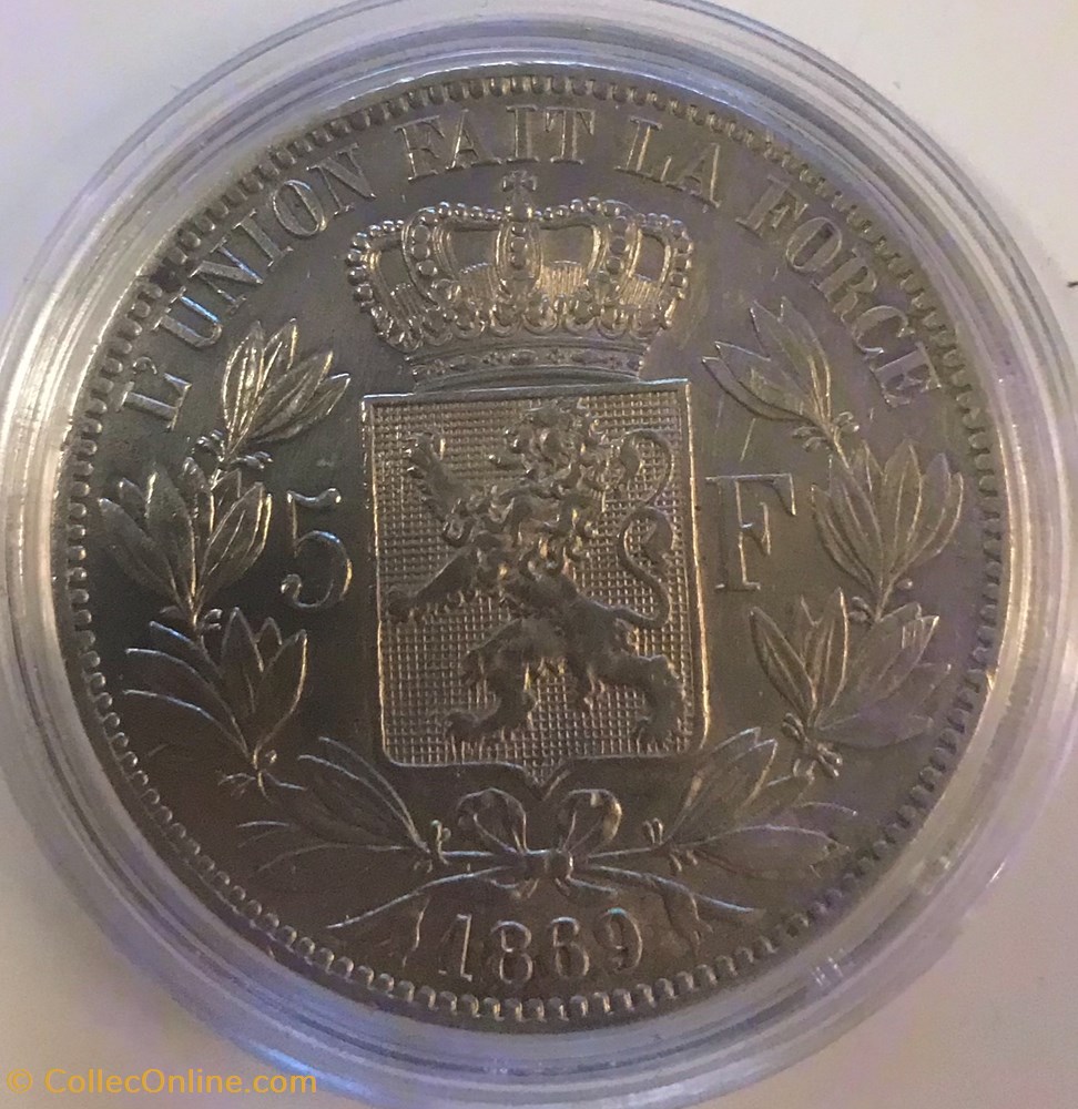 5 FRS LEOPOLD II 1869 monnaies monde belgique 5 frs leopold ii 1869