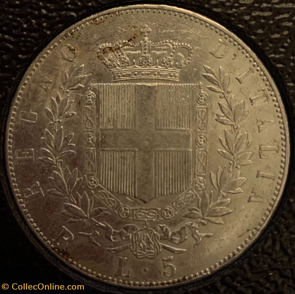 5 LIRE VITTORIO II 1876R monnaies monde italie 5 lire vittorio ii 1876r