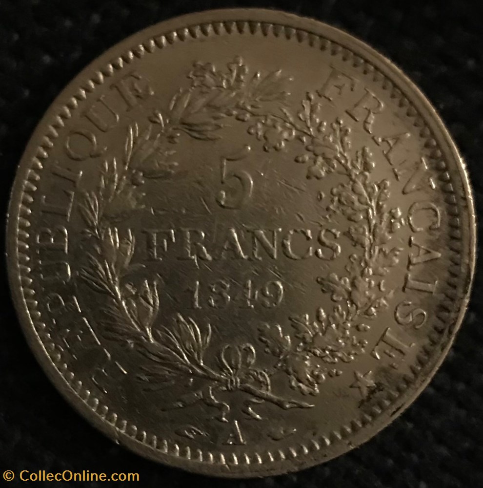 5 Frs Hercule 1849A monnaies france modernes 5 frs hercule 1849a