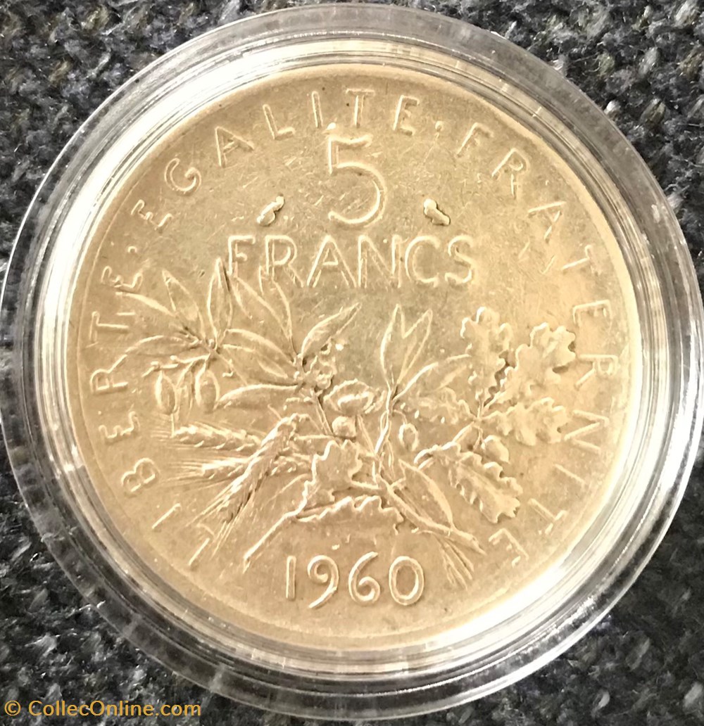 5 francs Argent Semeuse 1960 monnaies france modernes 5 francs argent semeuse 1960